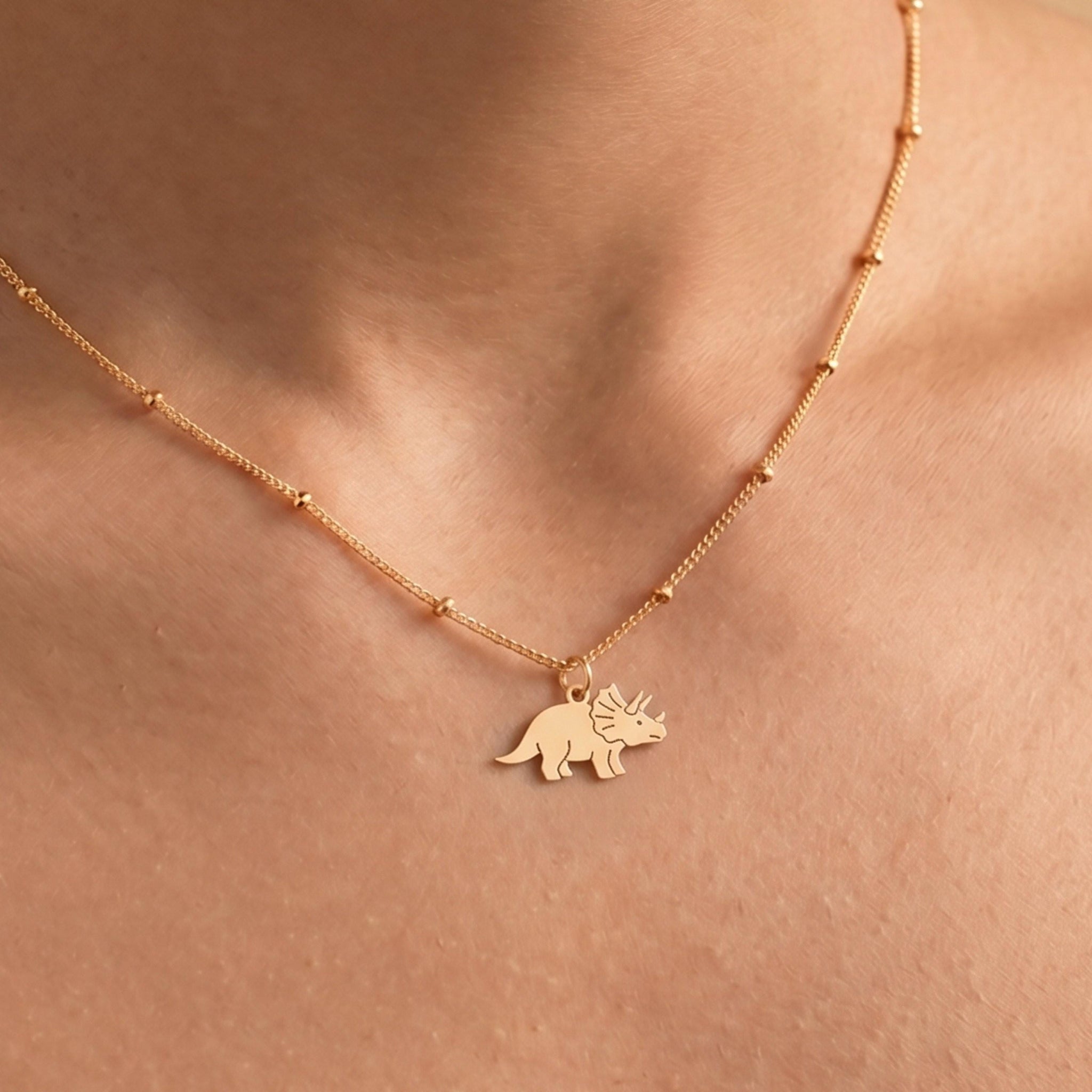 Triceratops Charm Beady Necklace