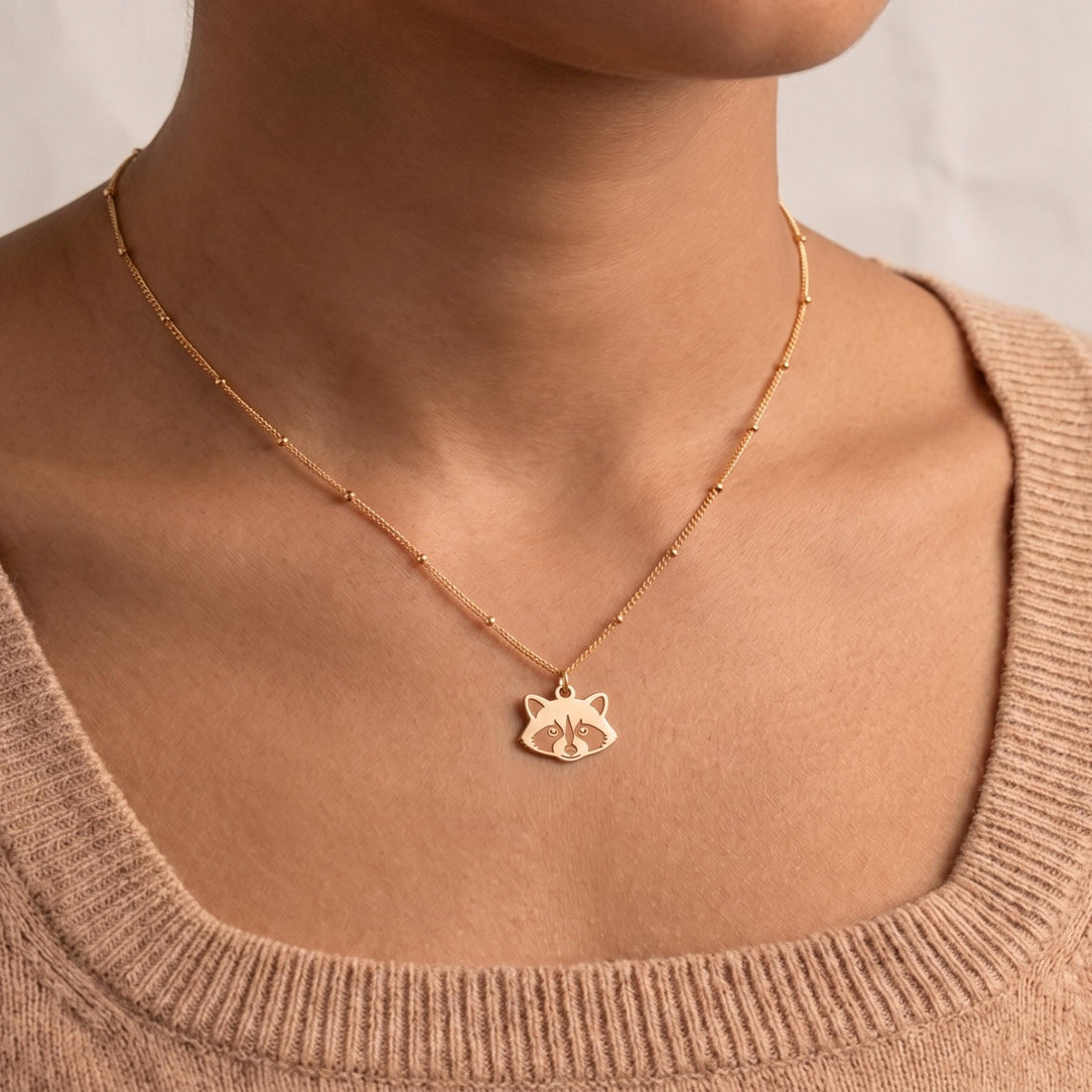Raccoon Face Necklace Charm