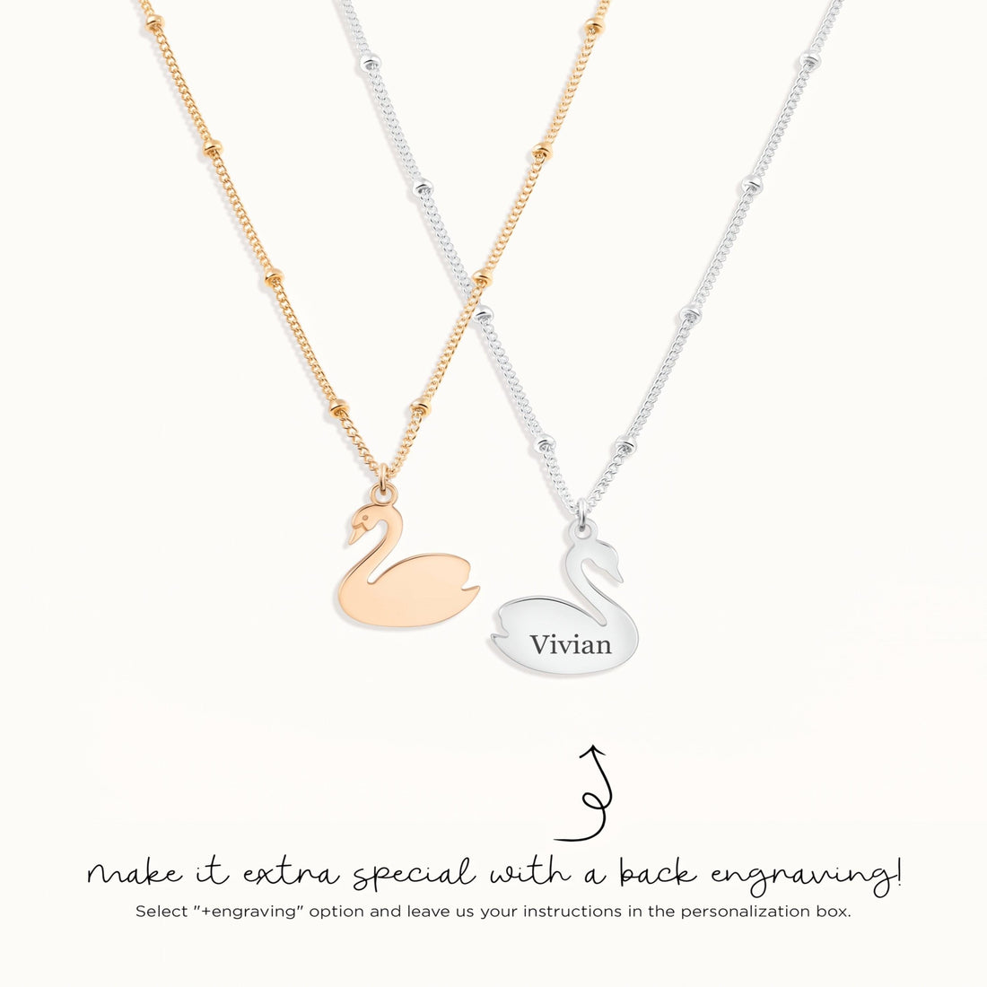 Swan Charm Beady Necklace