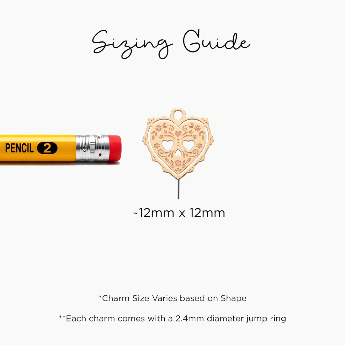Sugar Skull Heart Charm