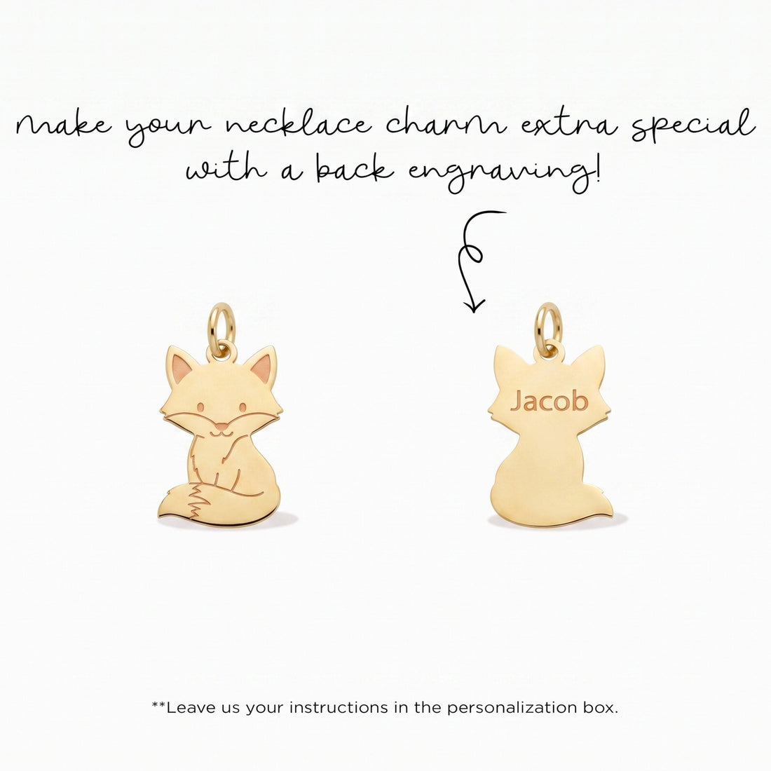 Sitting Fox Cub Necklace Charm