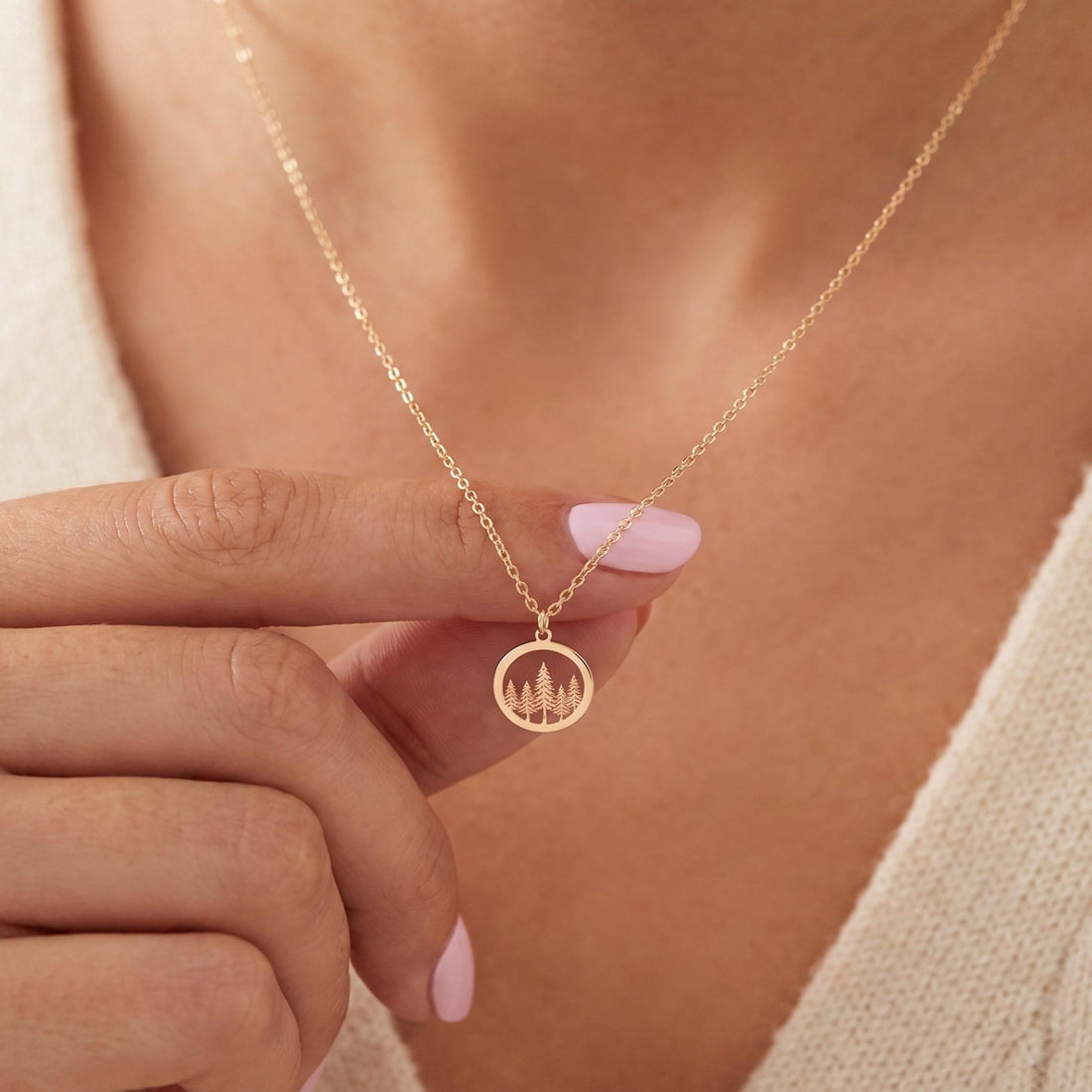 Pine Trees Necklace Charm