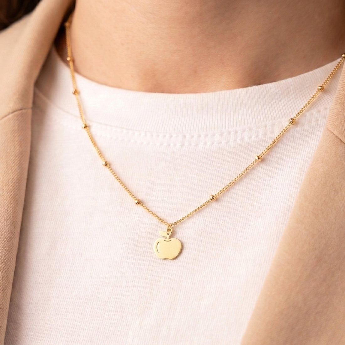 Apple Charm Beady Necklace