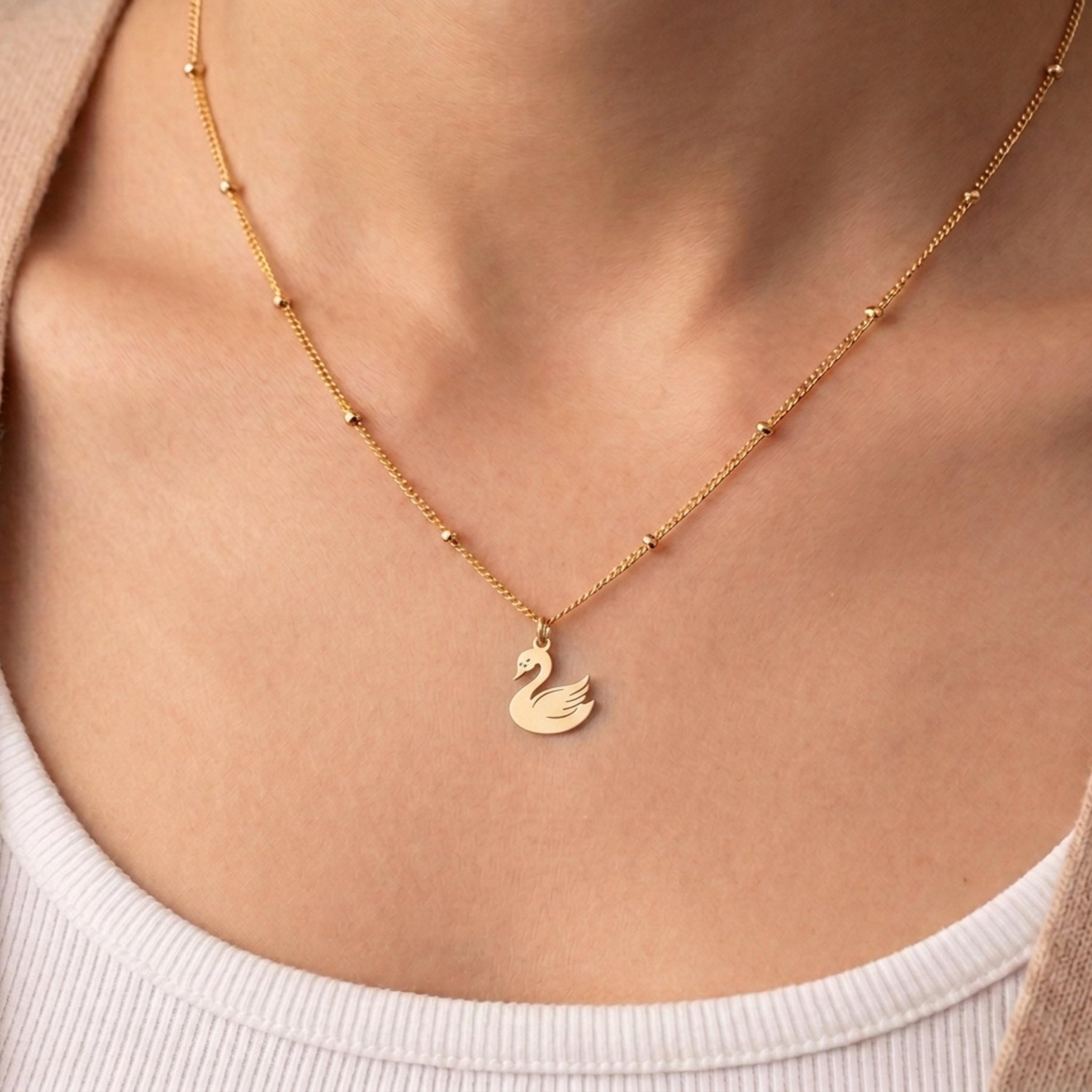 Swimming Swan Charm Necklace