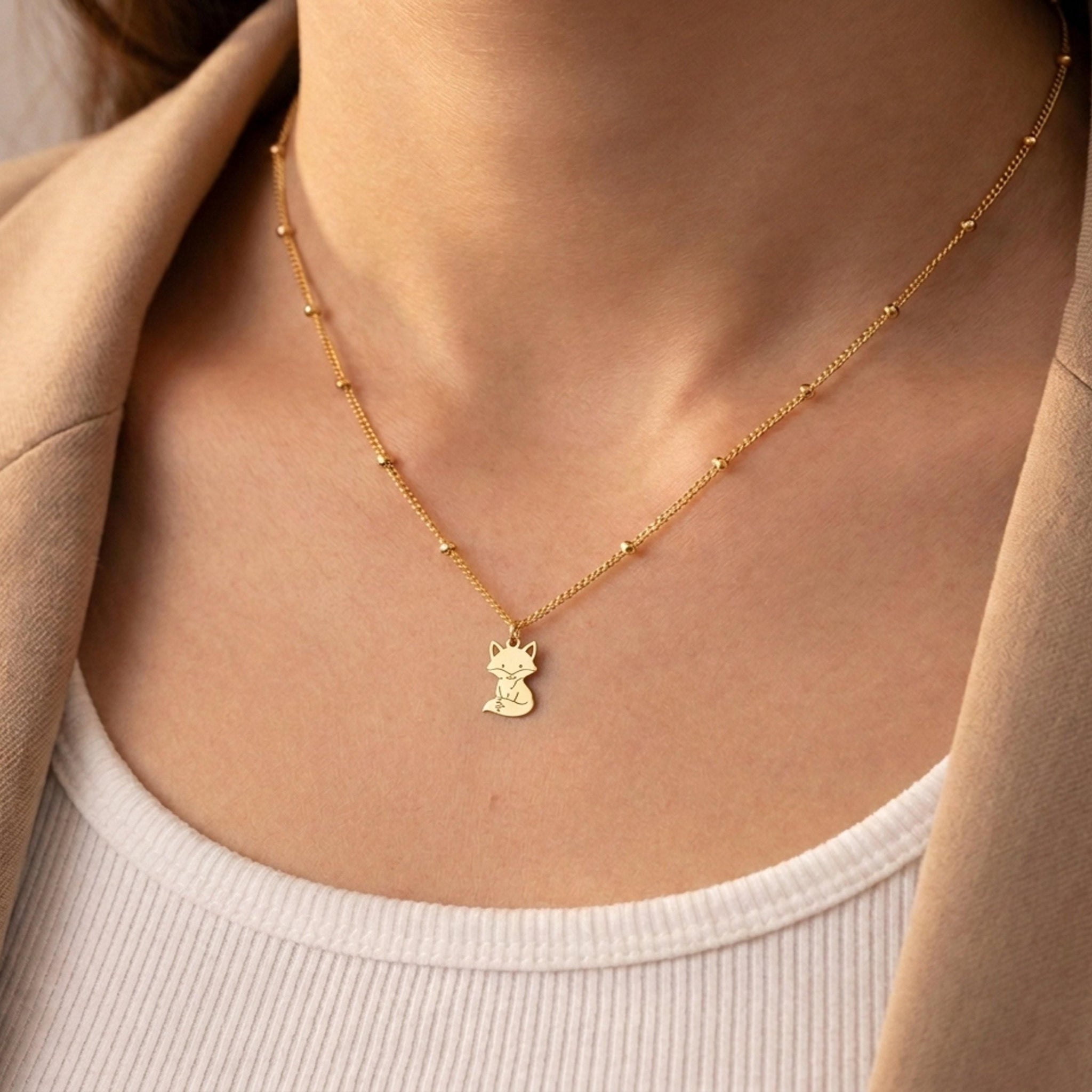 Sitting Fox Charm Necklace