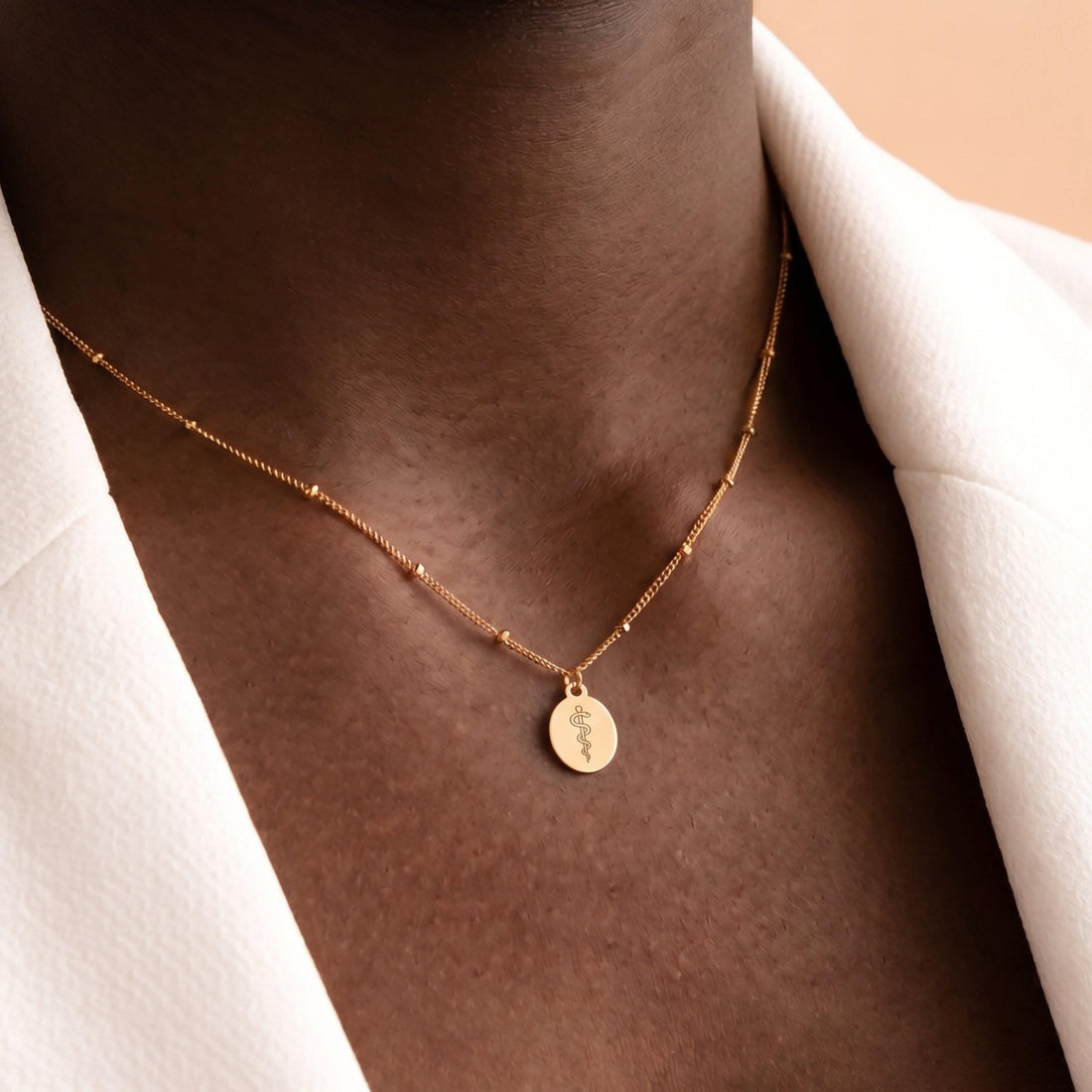 Caduceus Charm Beady Necklace
