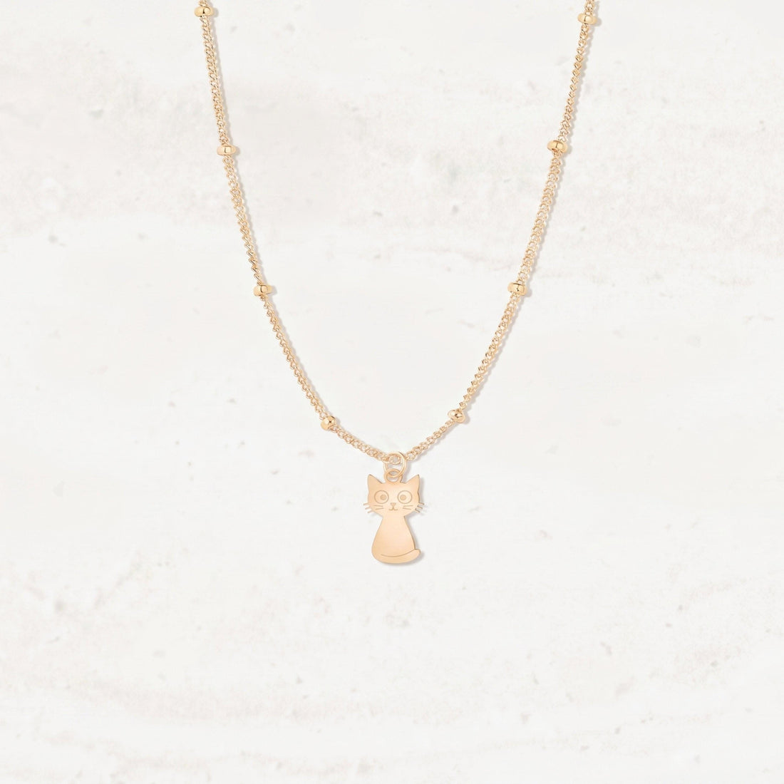 Cat Charm Beady Necklace