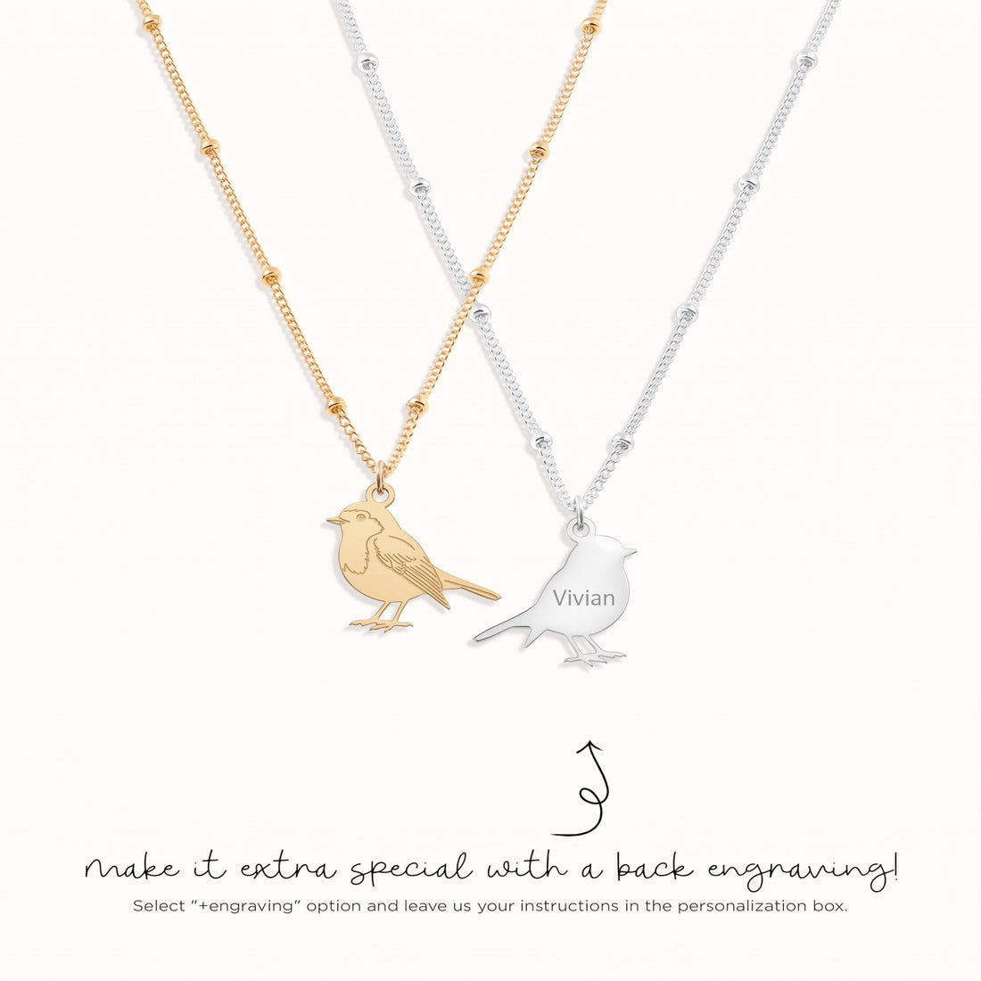 Sparrow Charm Beady Necklace