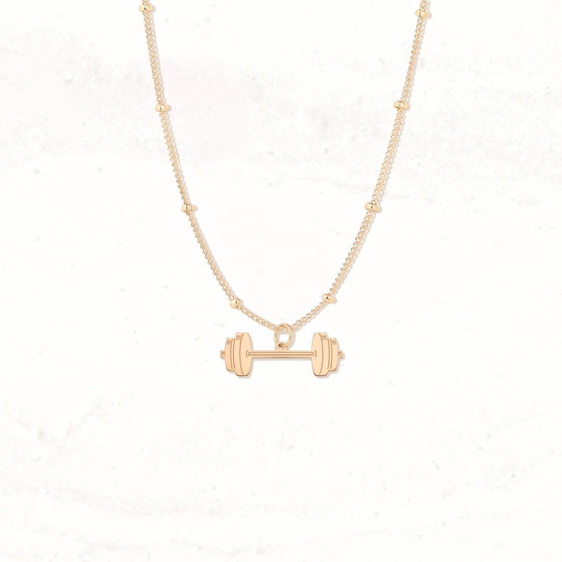 Dumbbell Charm Beady Necklace