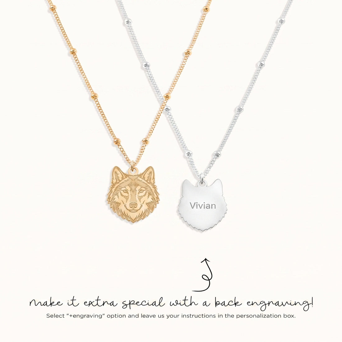 Wolf Head Charm Necklace