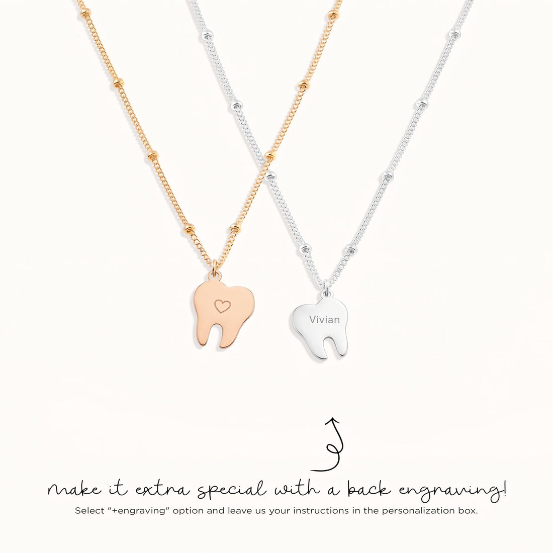 Tooth Heart Beady Necklace