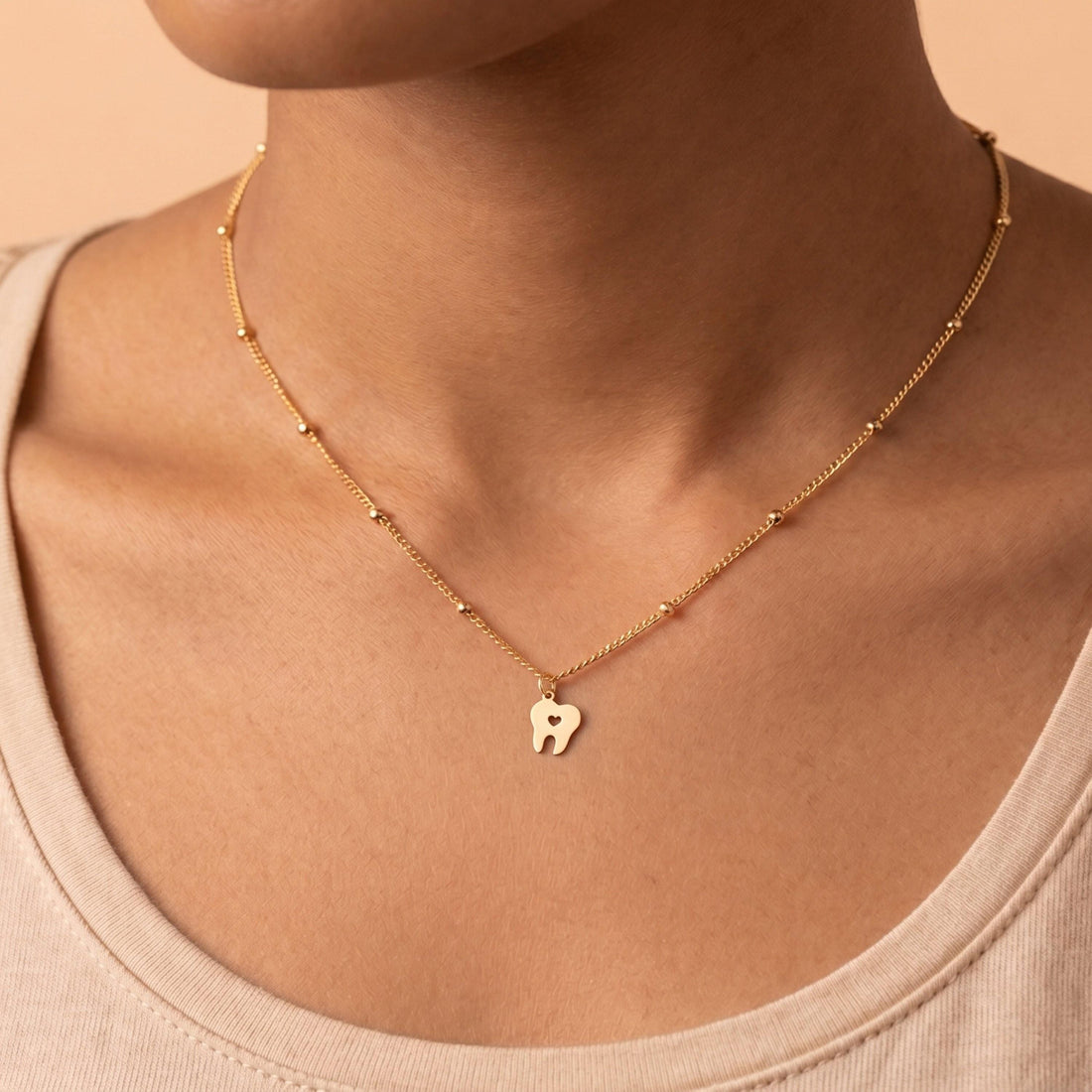 Tooth Heart Beady Necklace