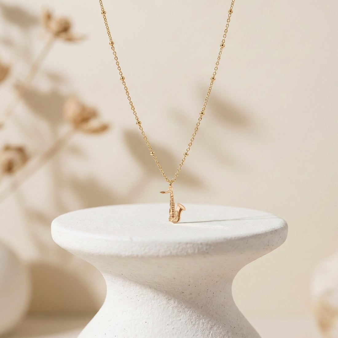 Saxophone Charm Beady Necklace