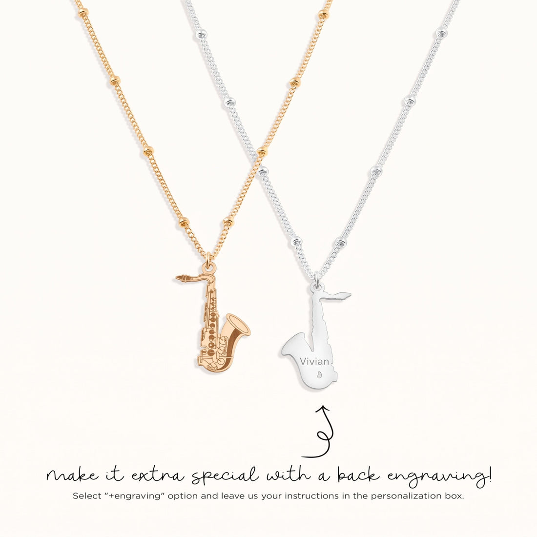 Saxophone Charm Beady Necklace