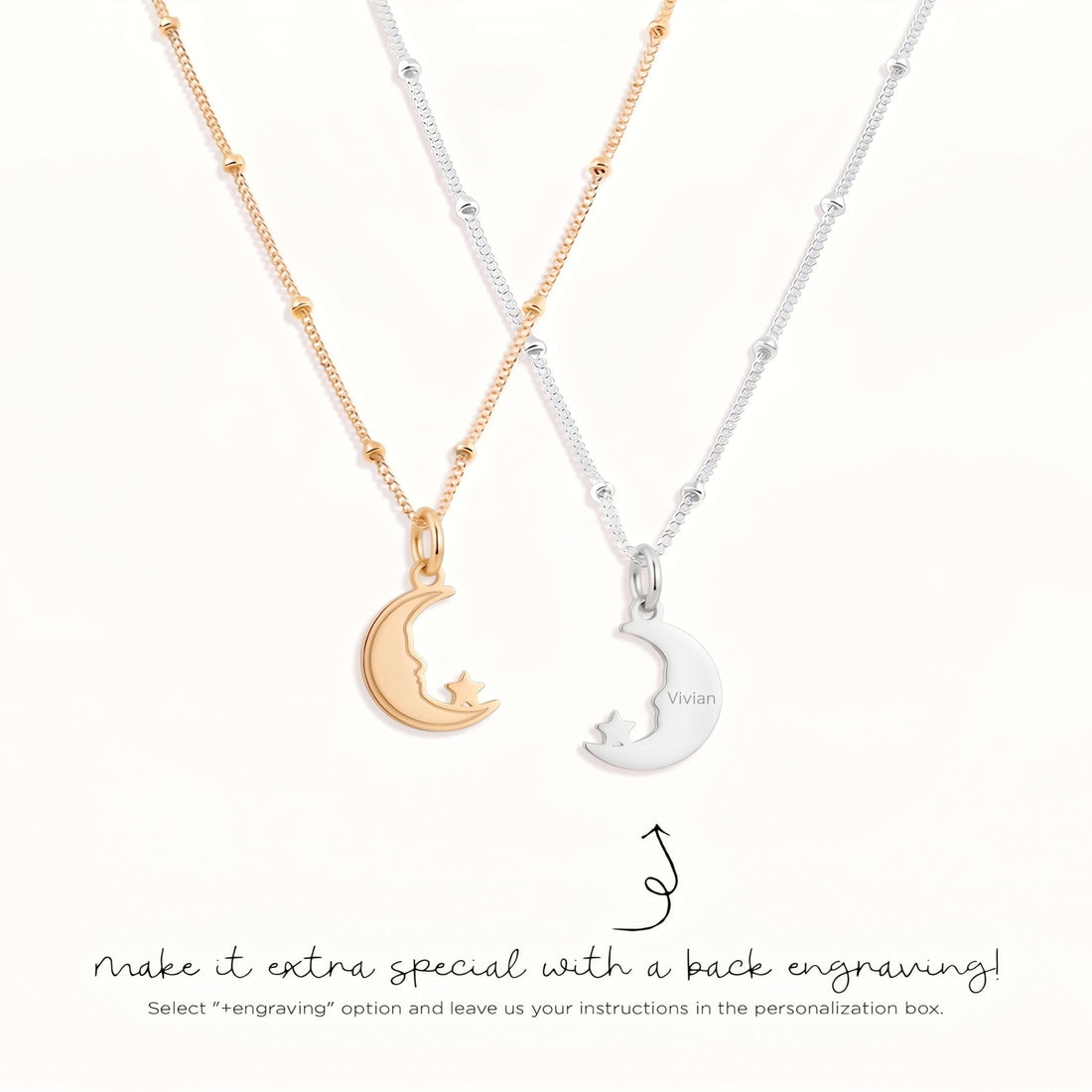 Crescent Moon Star Necklace