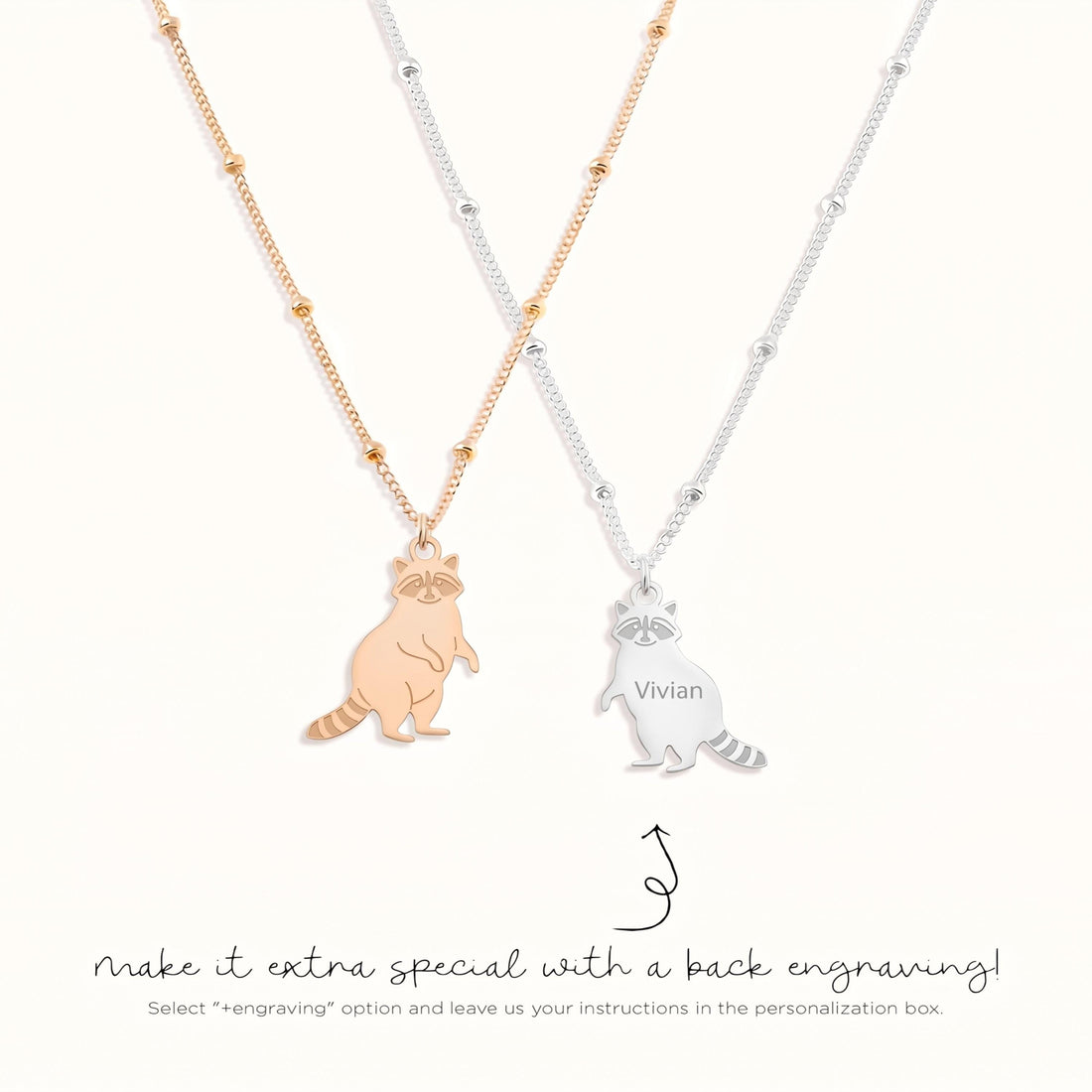 Standing Raccoon Charm Necklace