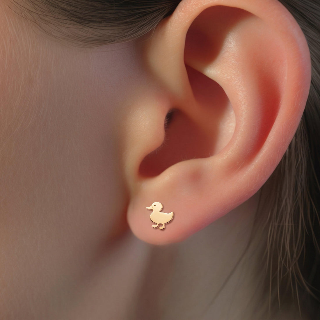 Duckie Bird Charm Stud Earrings