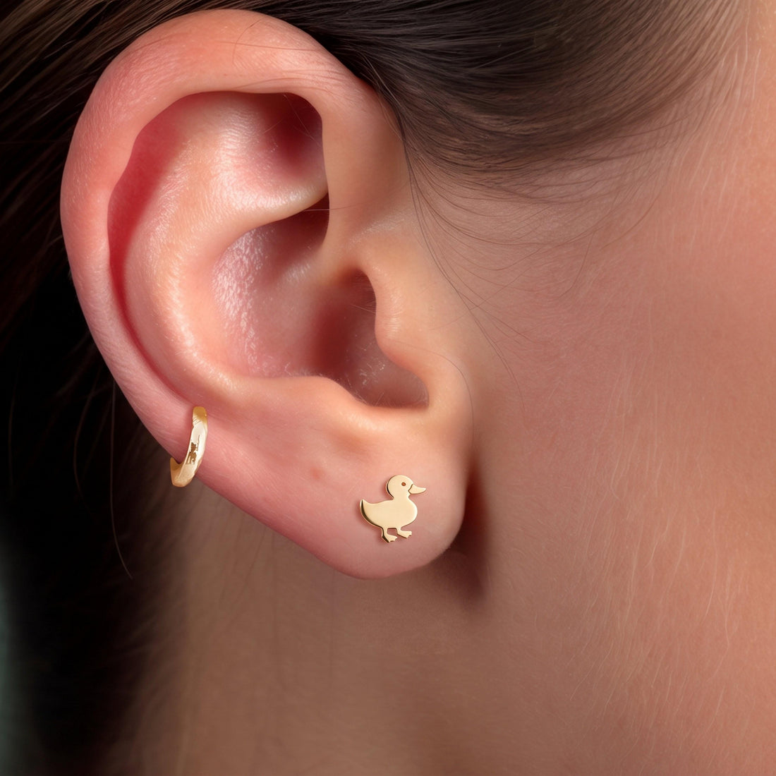 Duckie Bird Charm Stud Earrings