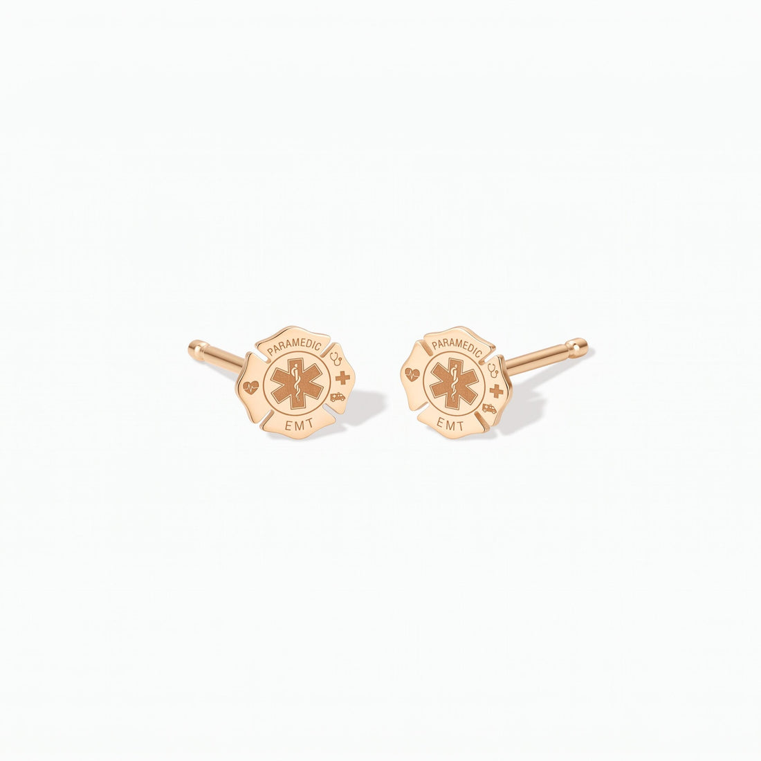 EMT Badge Charm Stud Earrings