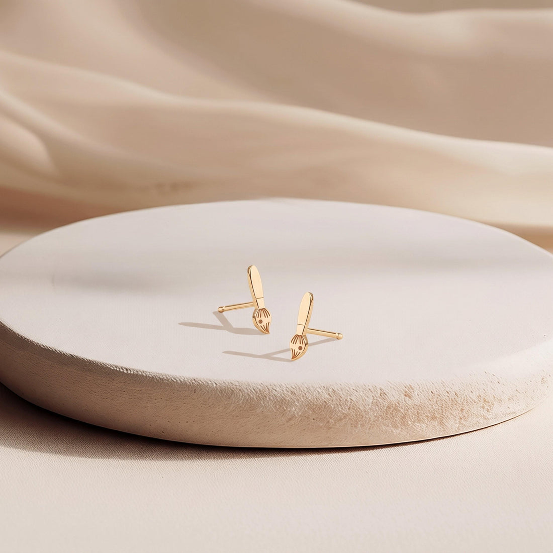 Paint Brush Charm Stud Earrings