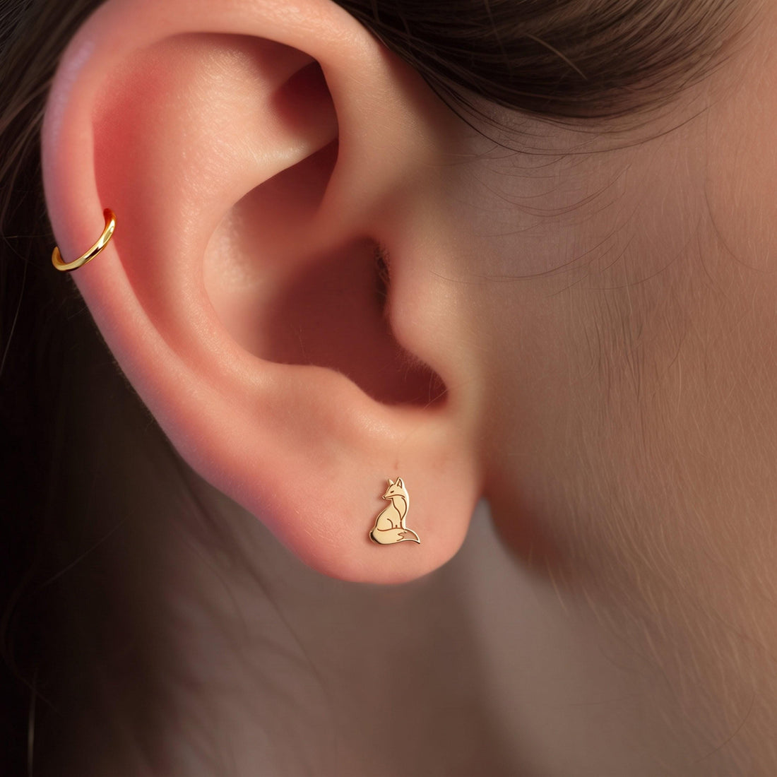 Sitting Fox Stud Earrings