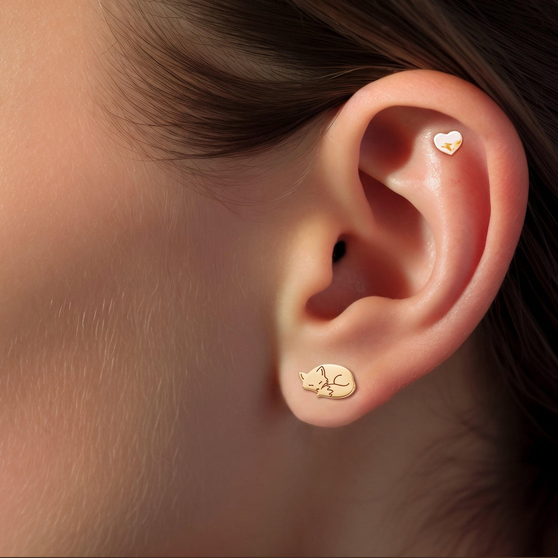 Sleeping Fox Stud Earrings