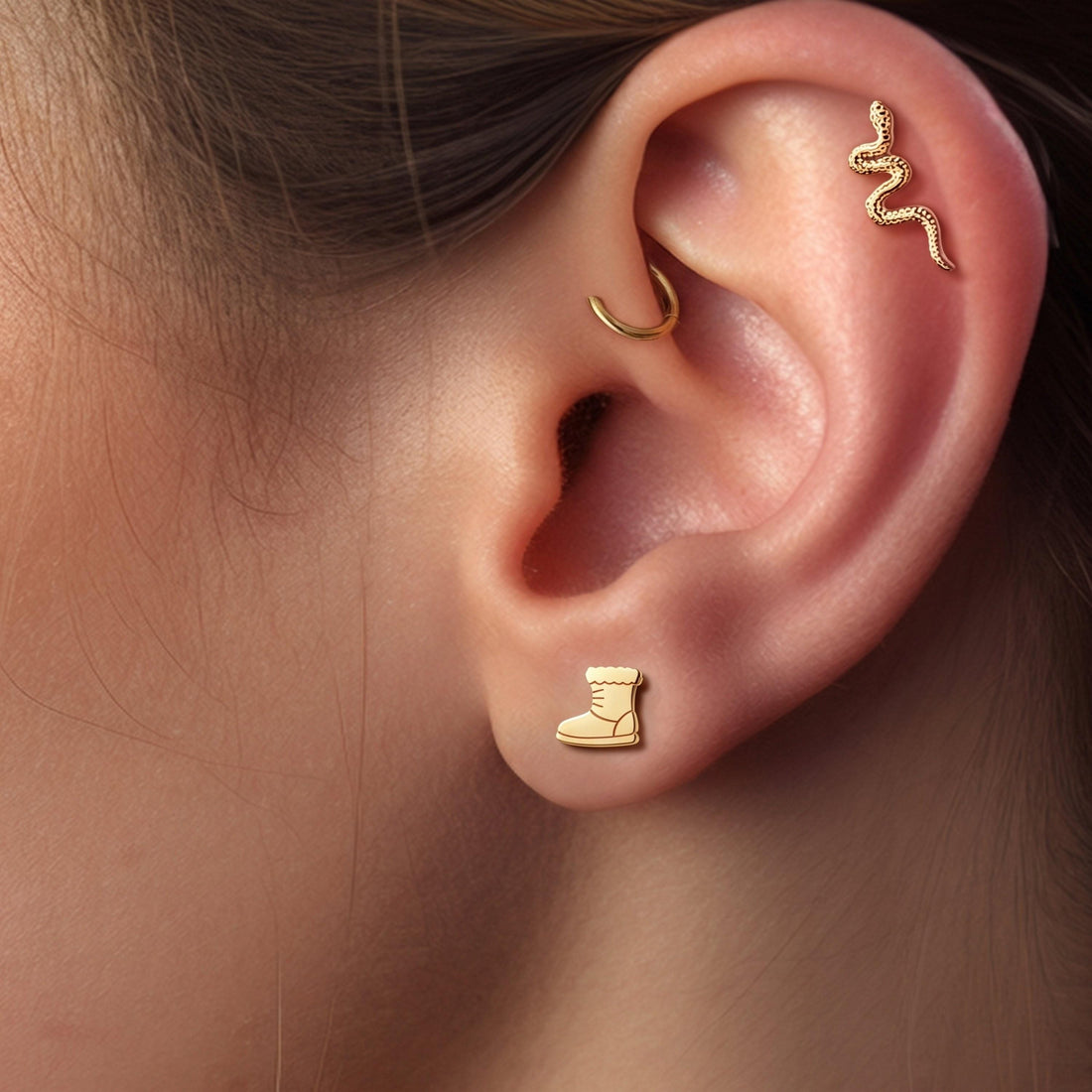 Winter Boot Charm Stud Earrings