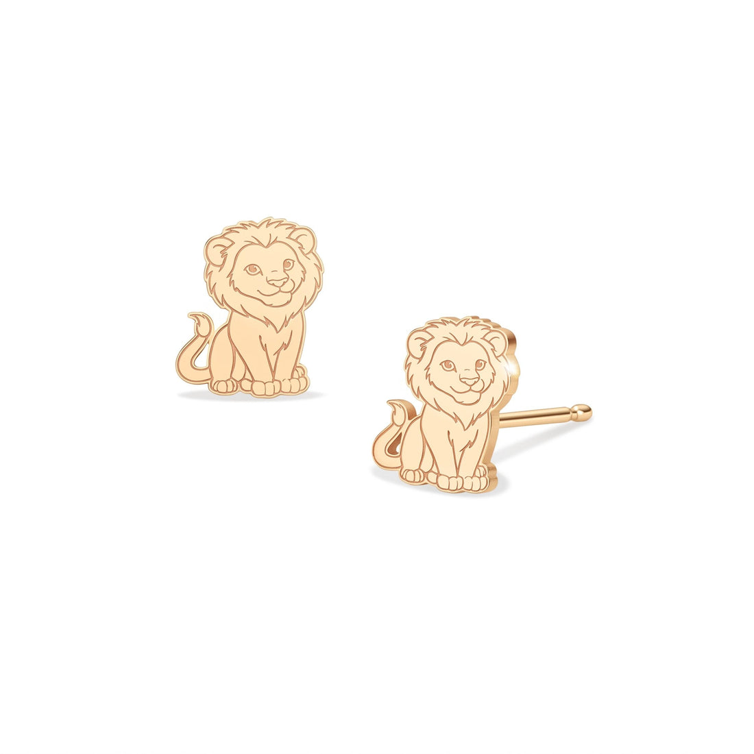 Sitting Lion Cub Stud Earrings