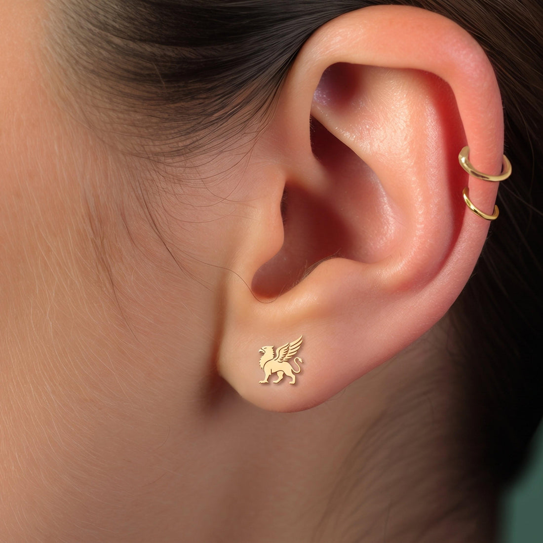 Winged Griffin Stud Earrings