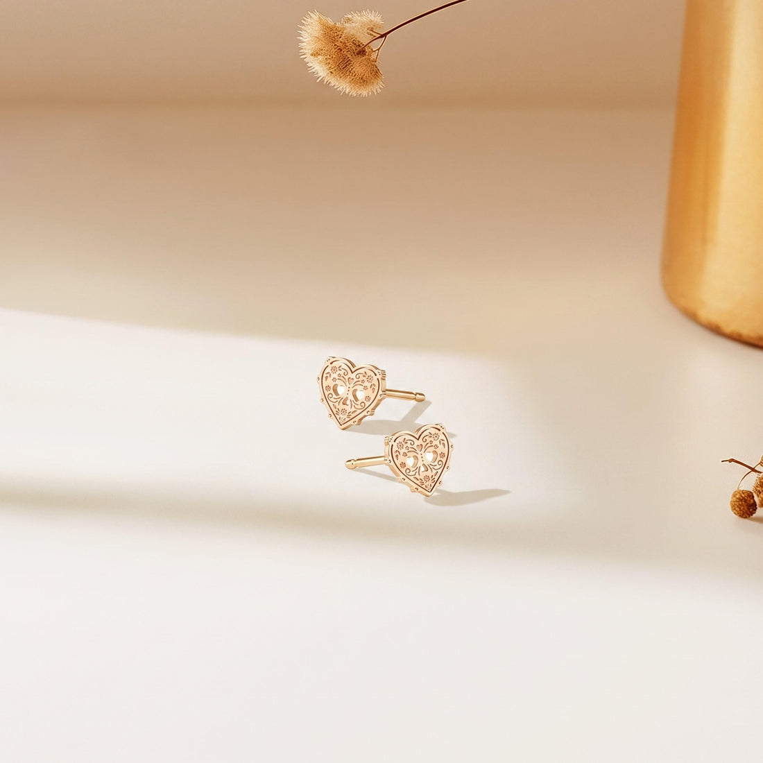 Sugar Skull Heart Stud Earrings