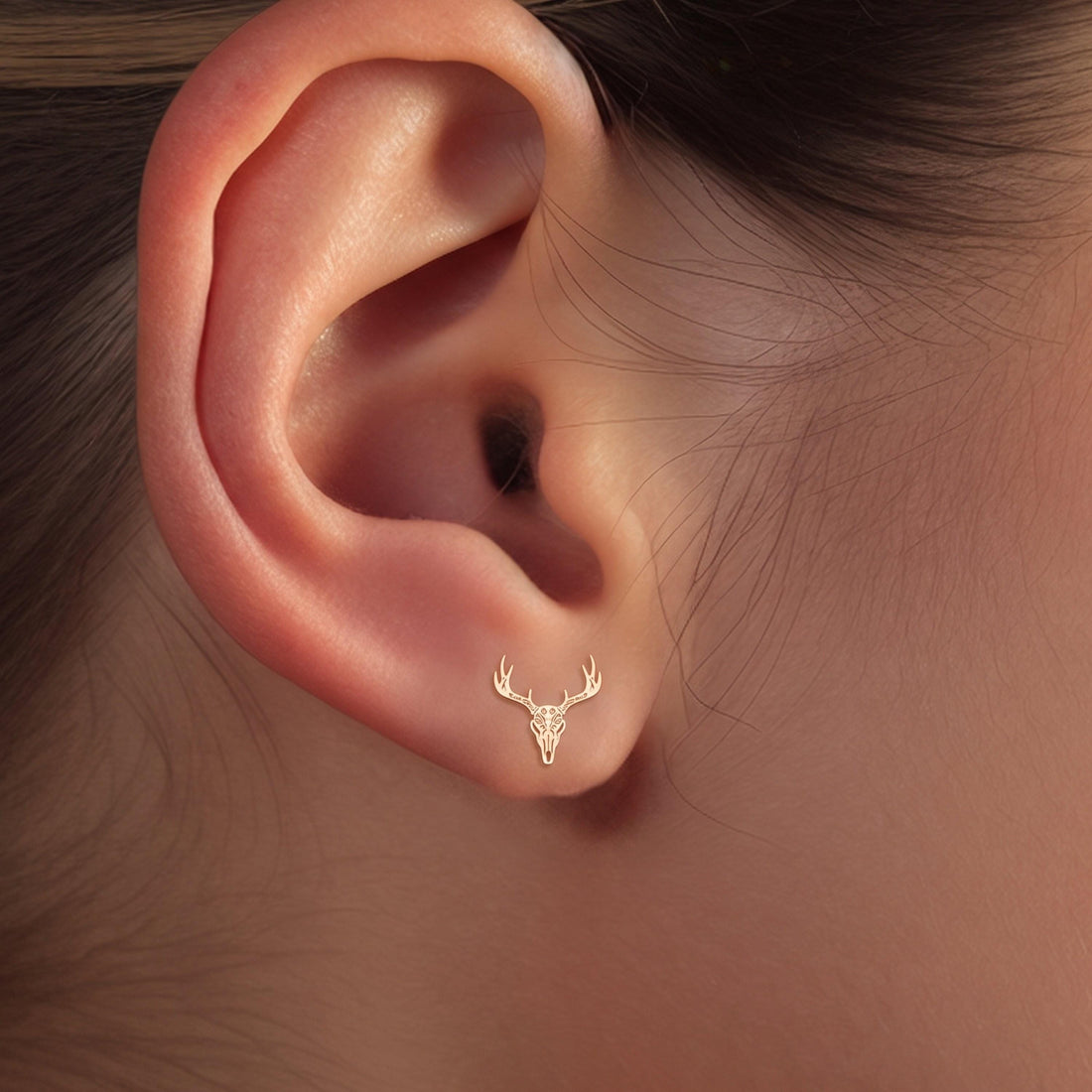 Deer Skull Stud Earrings
