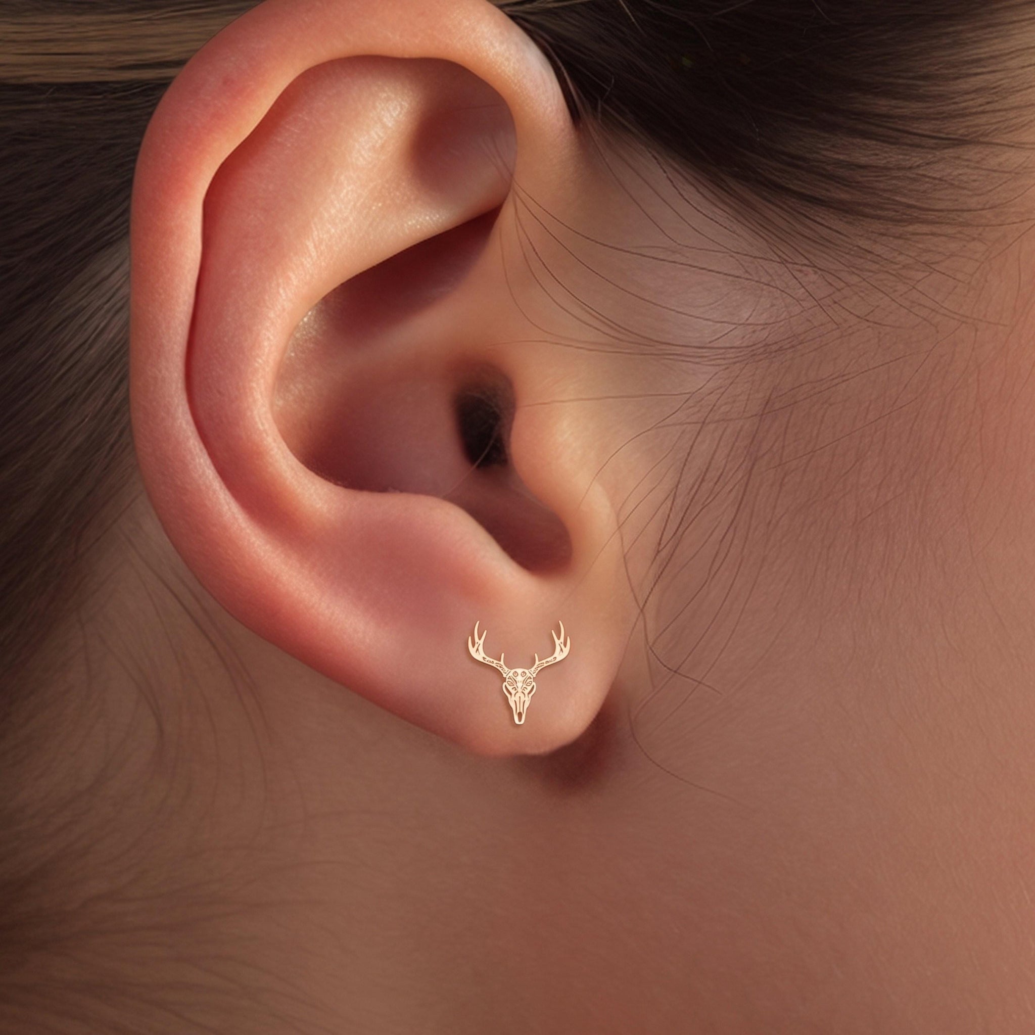 Deer Skull Stud Earrings