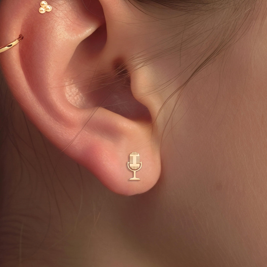 Microphone Charm Stud Earrings