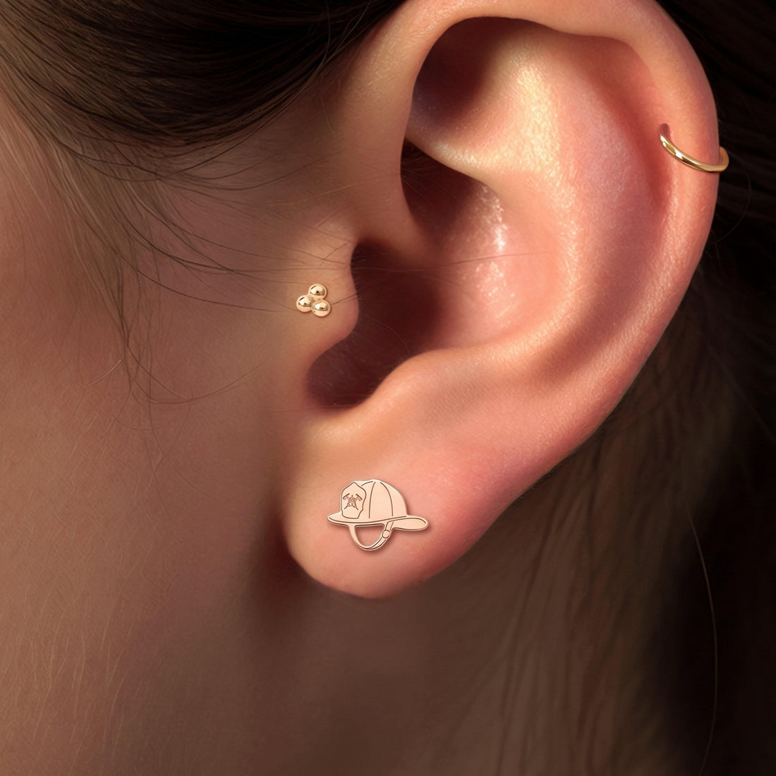 Firefighter Helmet Stud Earrings