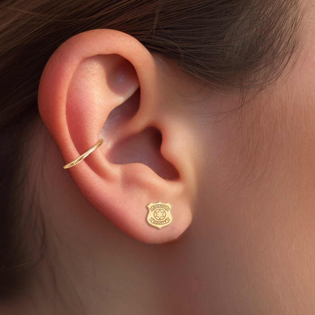 Sheriff Badge Stud Earrings