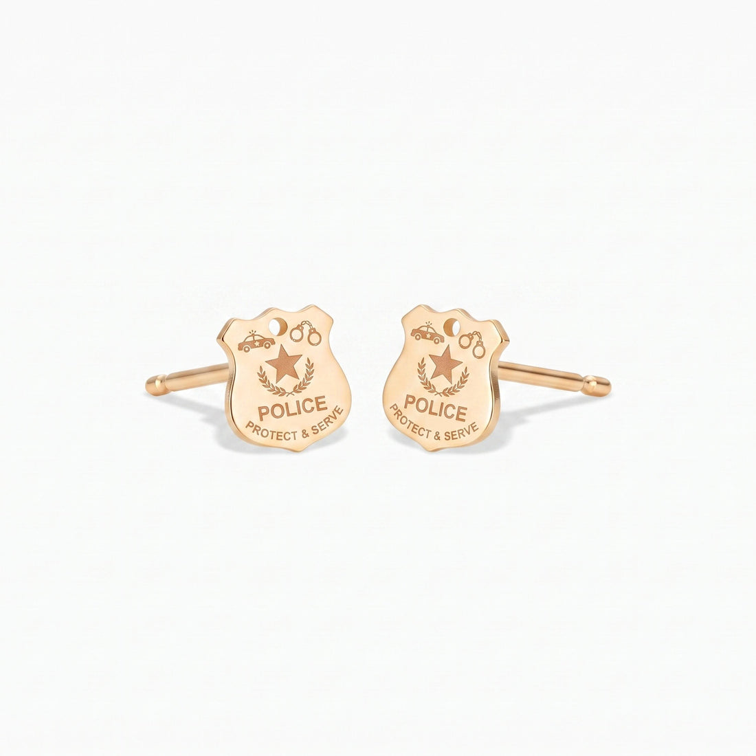Police Shield Badge Stud Earrings