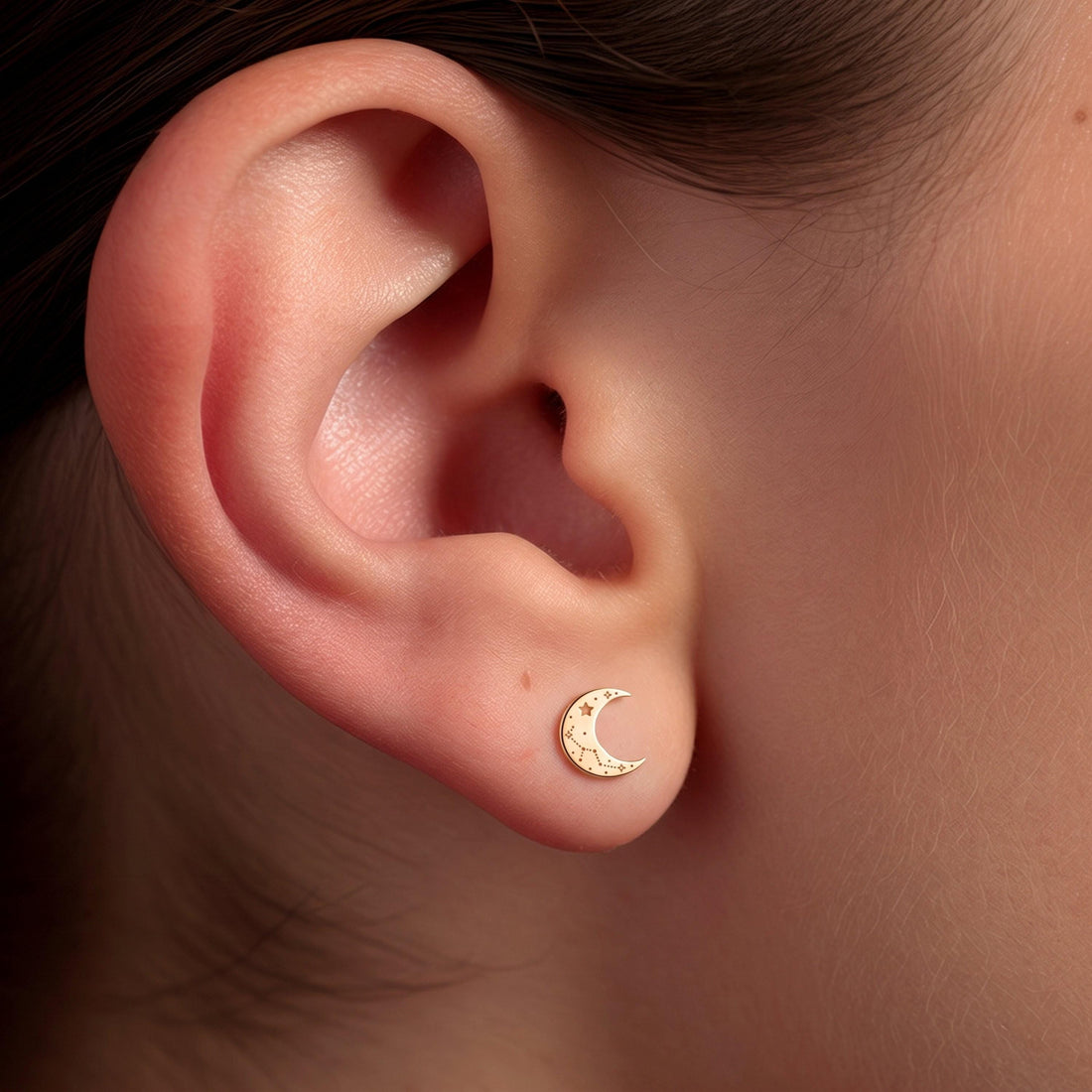 Crescent Moon Stud Earrings