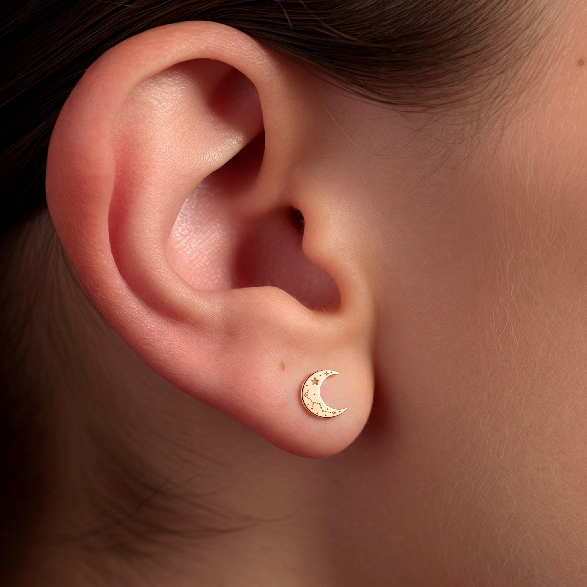 Crescent Moon Stud Earrings