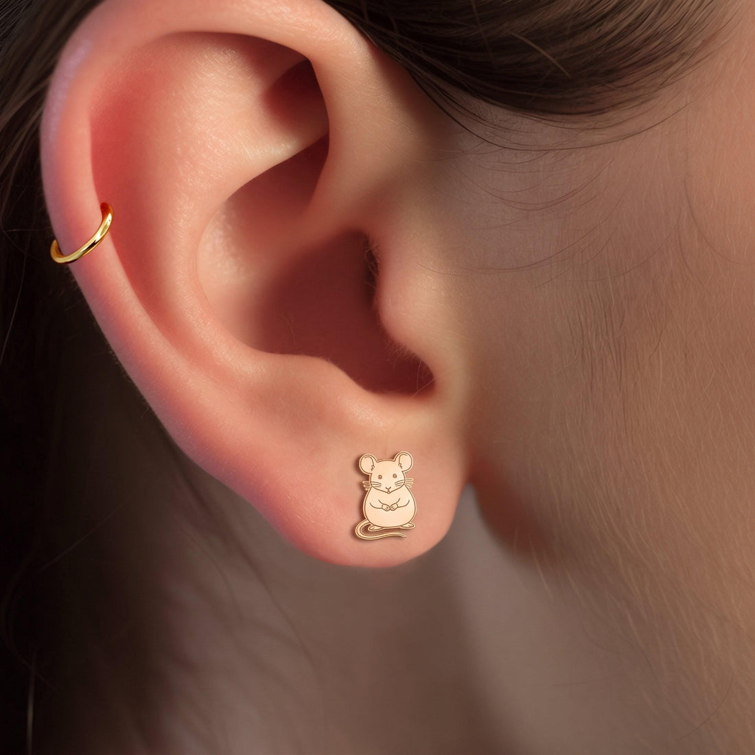 Mouse Charm Stud Earrings