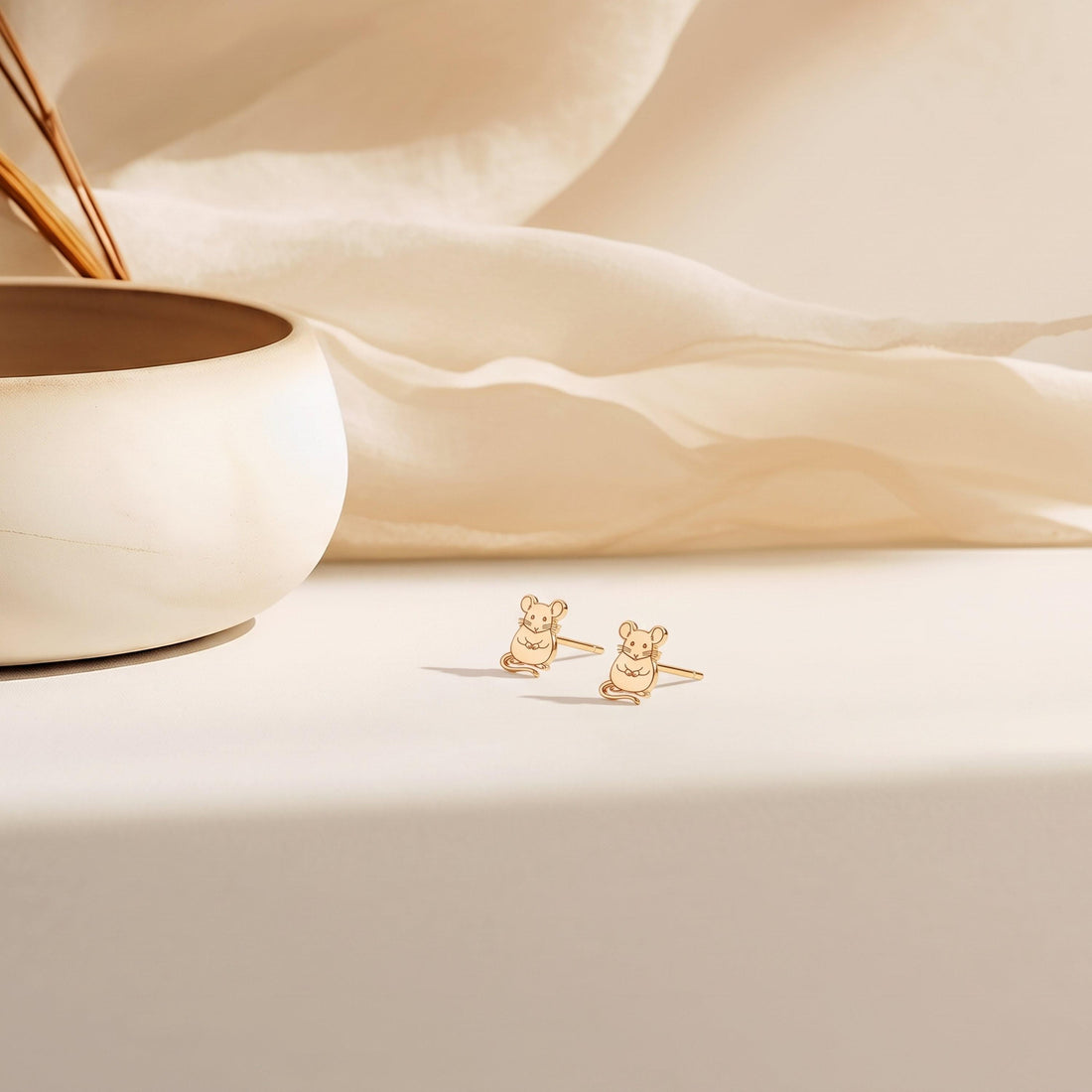 Mouse Charm Stud Earrings