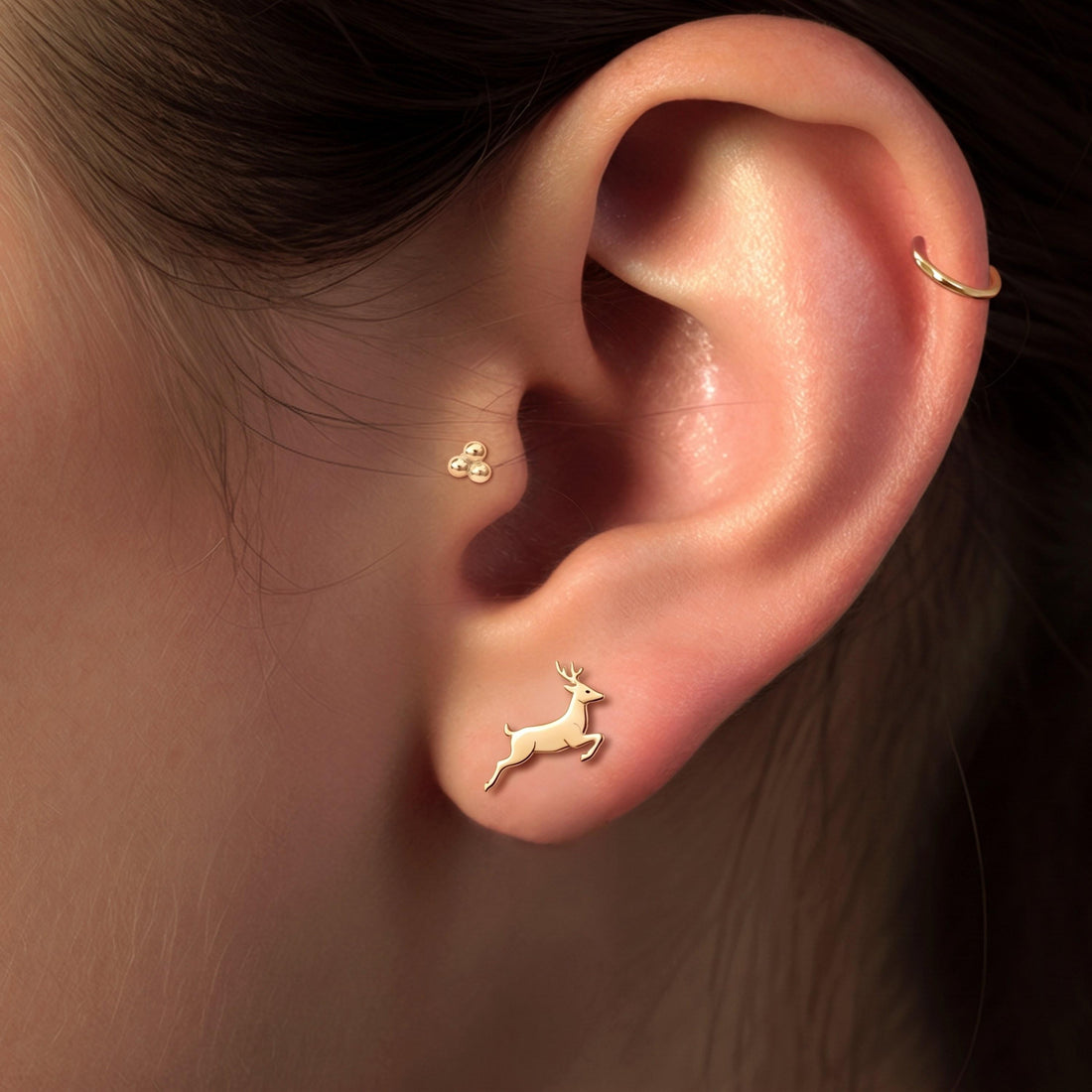 Leaping Deer Stud Earrings