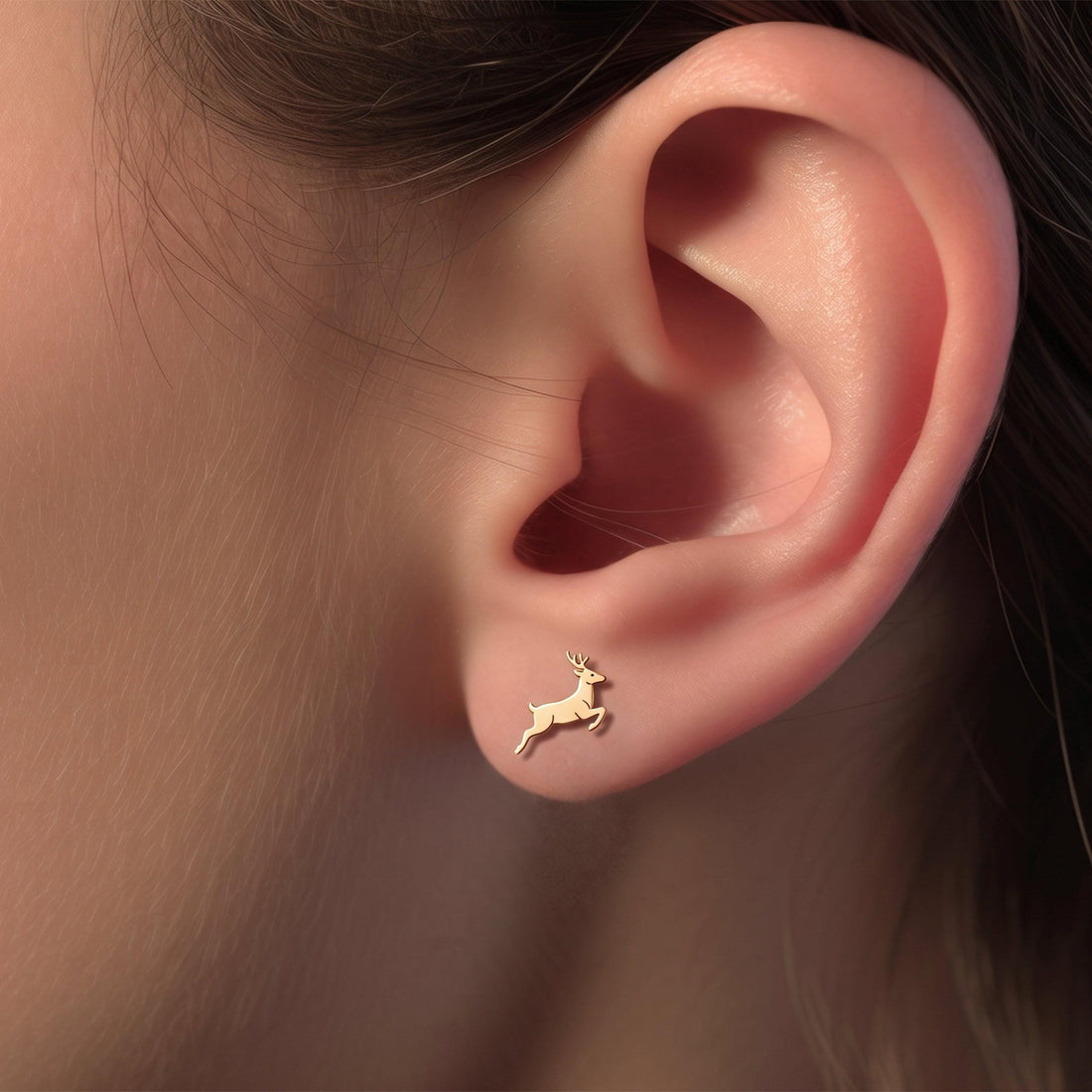 Leaping Deer Stud Earrings