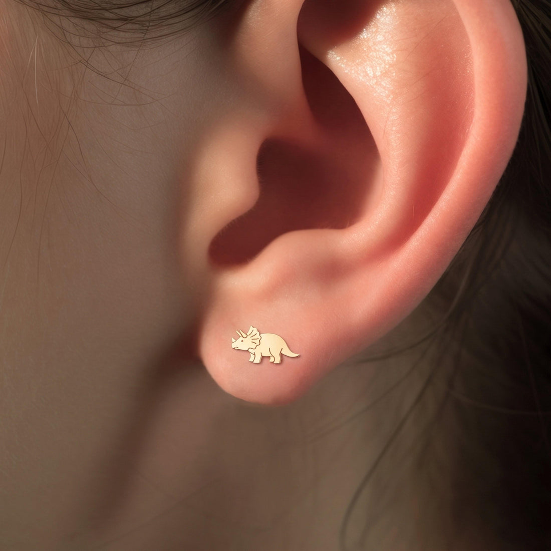 Triceratops Dinosaur Stud Earrings