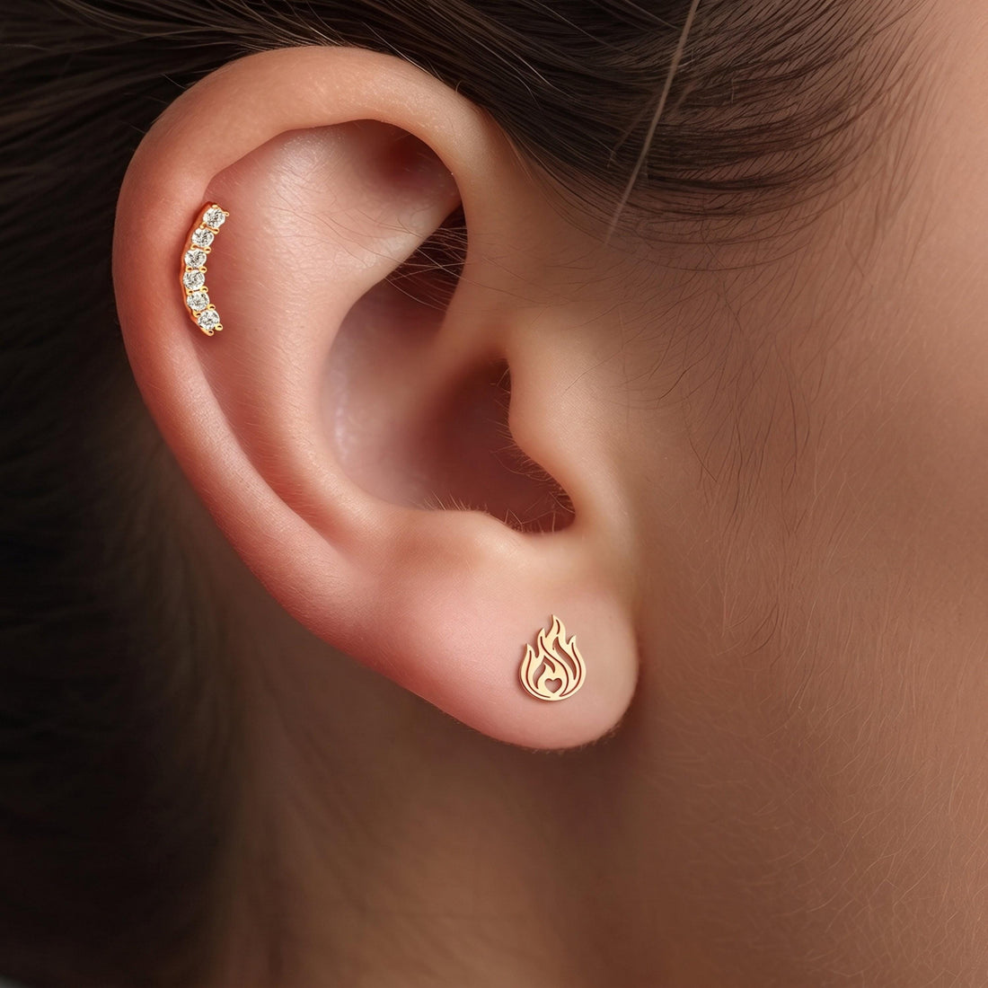 Heart Flame Stud Earrings
