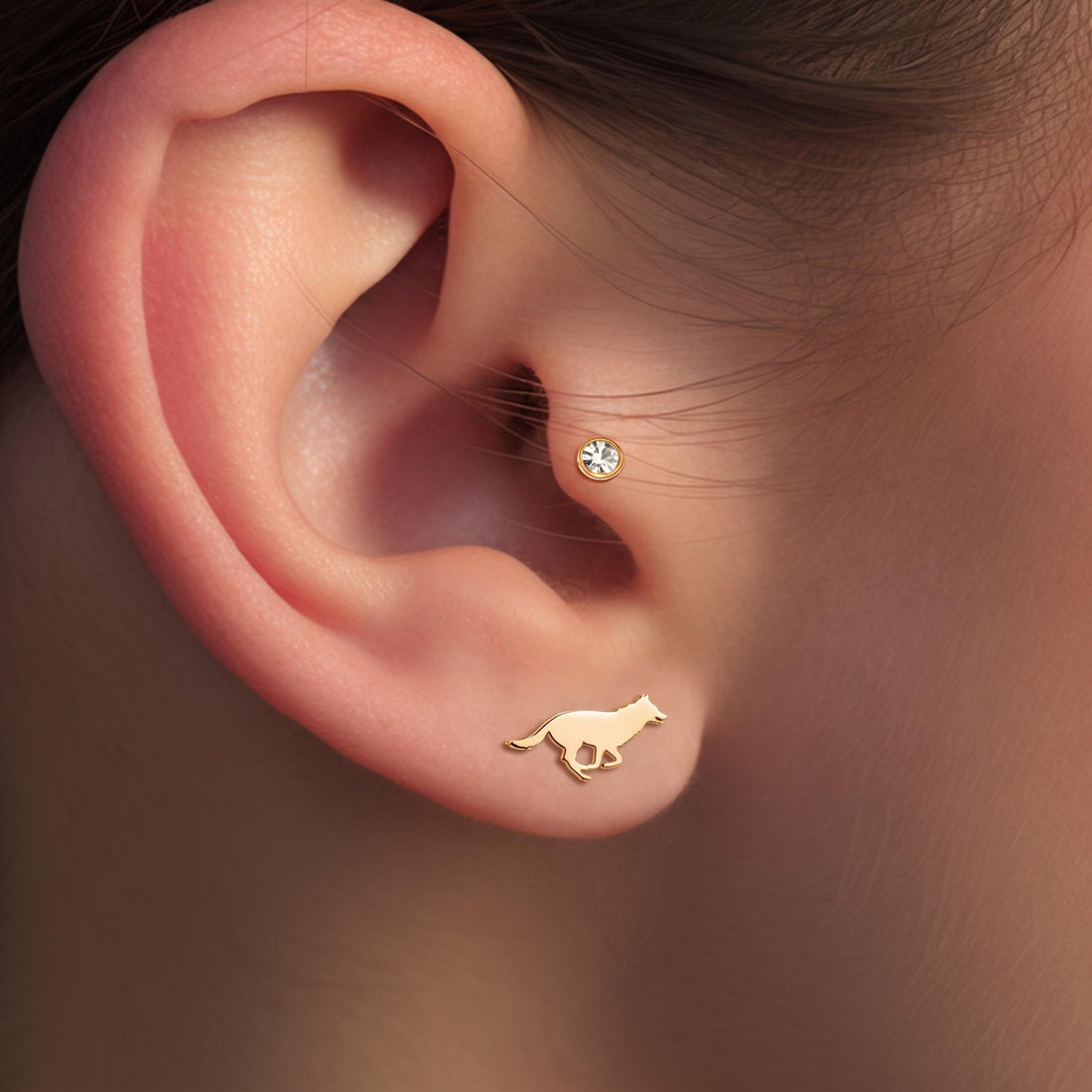 Running Wolf Stud Earrings
