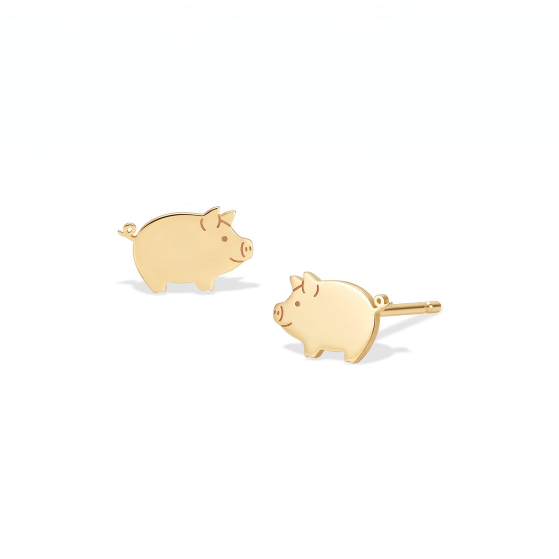 Pig Charm Stud Earrings