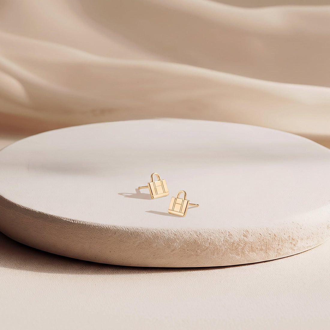 Tote Bag Charm Stud Earrings