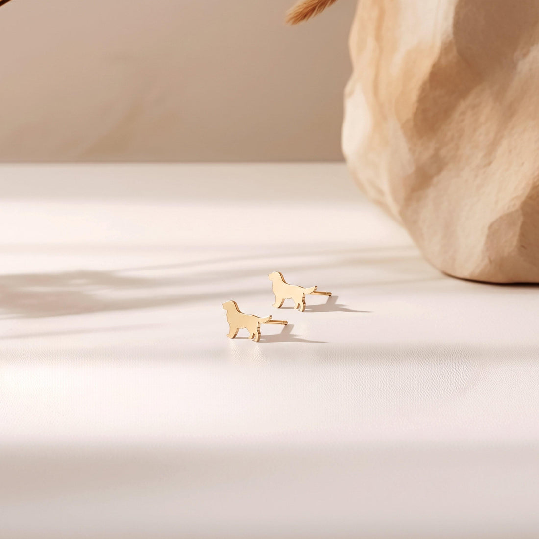 Retriever Dog Charm Stud Earrings