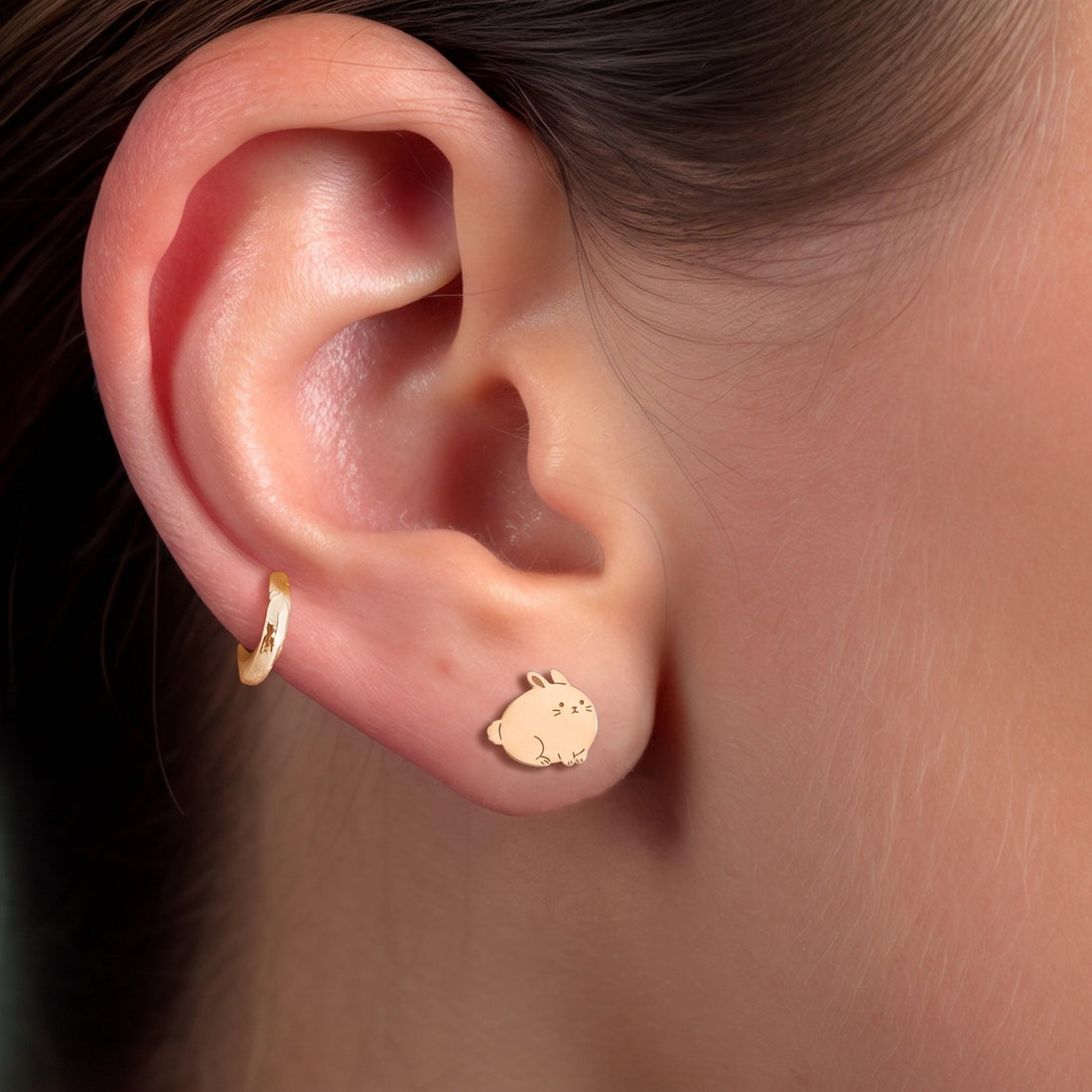 Bunny Rabbit Chubby Stud Earrings