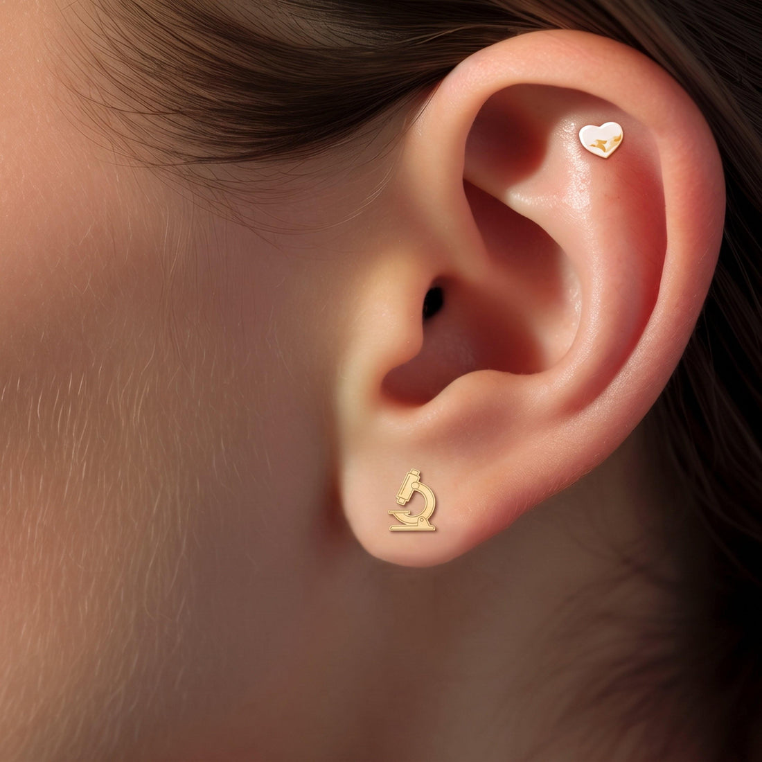 Microscope Scientist Charm Stud Earrings